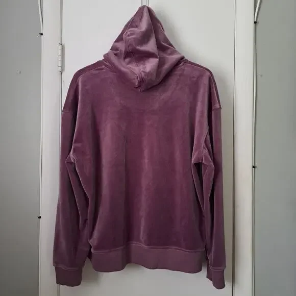 Champion Plush Velour Purple Jersey Lined Scuba Hood Pullover Hoodie Wms Large - Picture 2 of 6